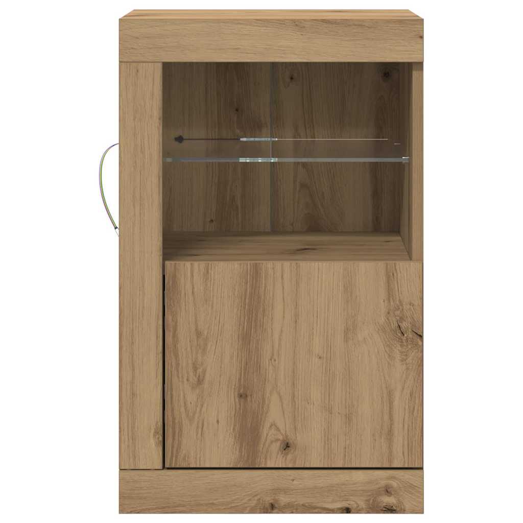 Buffets avec éclairage LED 2 pcs Chêne artisanal 41x37x67 cm