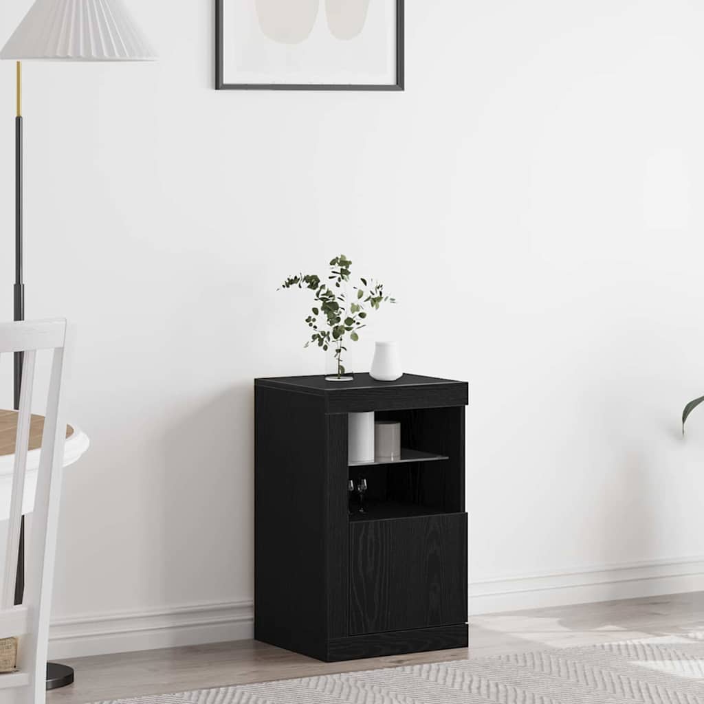 Buffet vidaXL avec lumières LED Chêne noir 41x37x67 cm