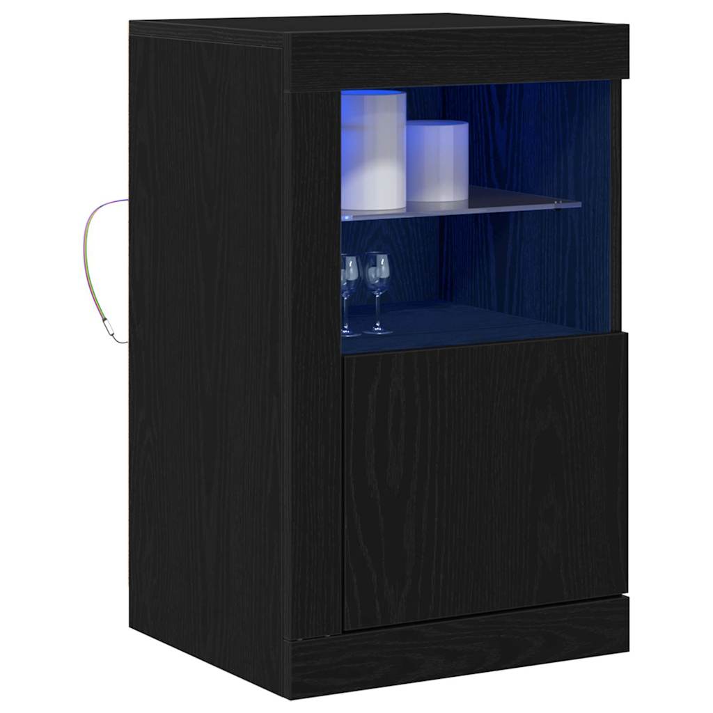 Buffet vidaXL avec lumières LED Chêne noir 41x37x67 cm