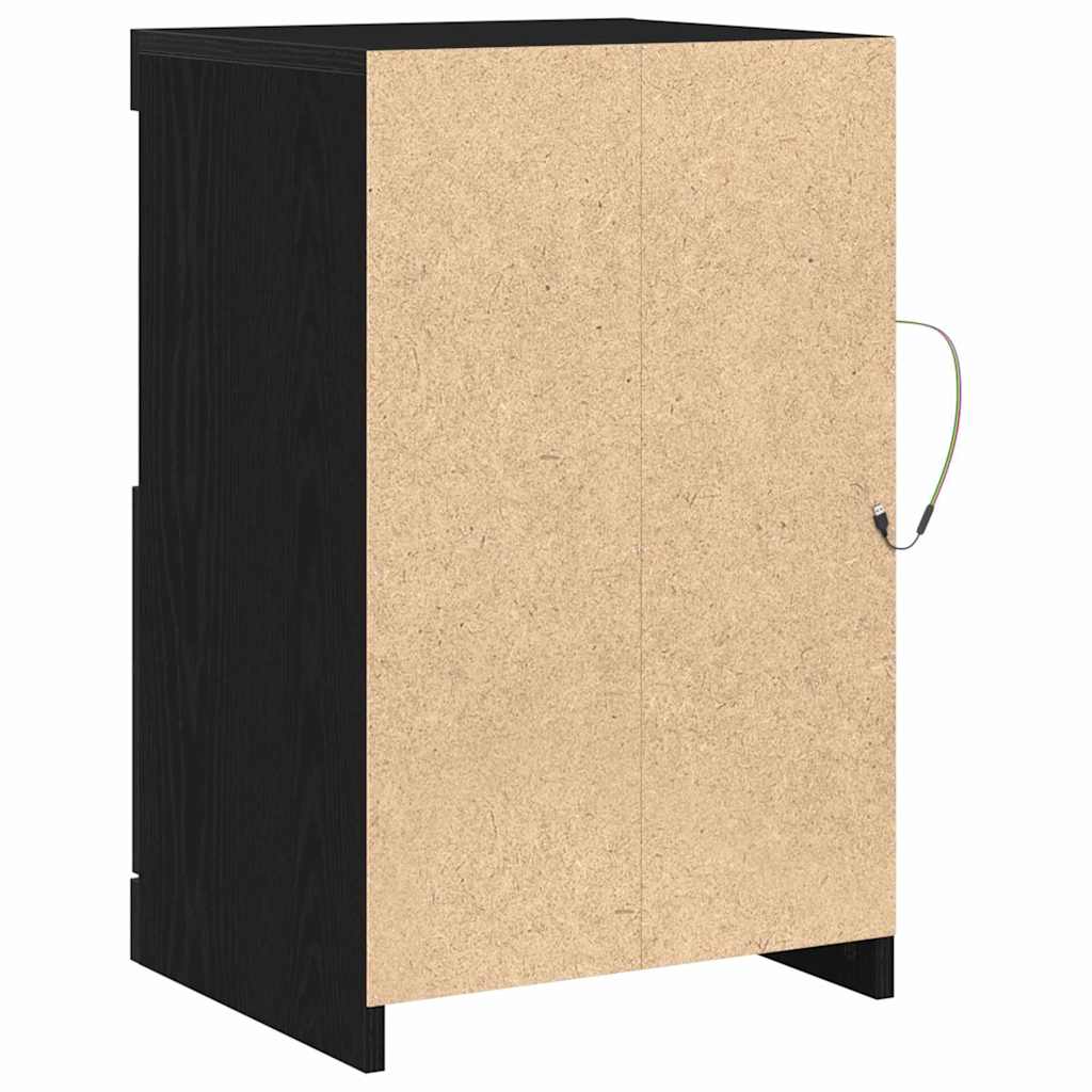 Armoires de côté avec lumières LED 2 pcs Chêne noir 41x37x67 cm