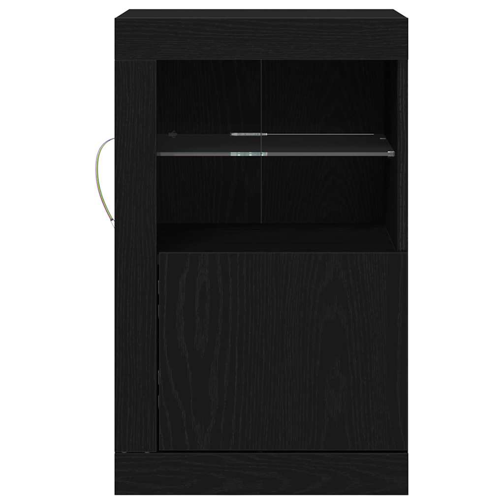 Armoires de côté avec lumières LED 2 pcs Chêne noir 41x37x67 cm