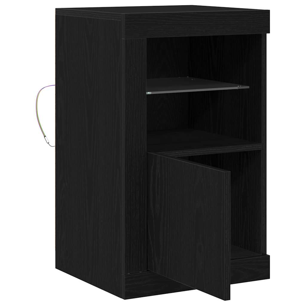 Armoires de côté avec lumières LED 2 pcs Chêne noir 41x37x67 cm