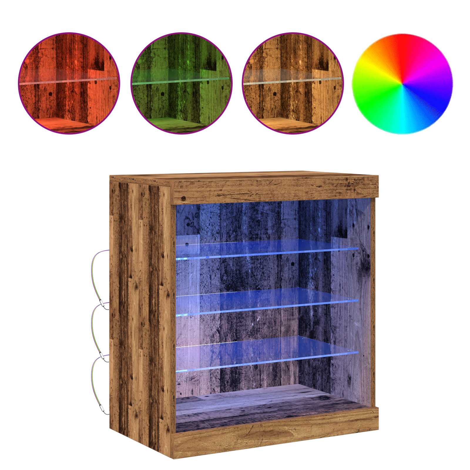 Buffet LED Bois ancien 60,5 x 37 x 67 cm Bois d'ingénierie - XIOS