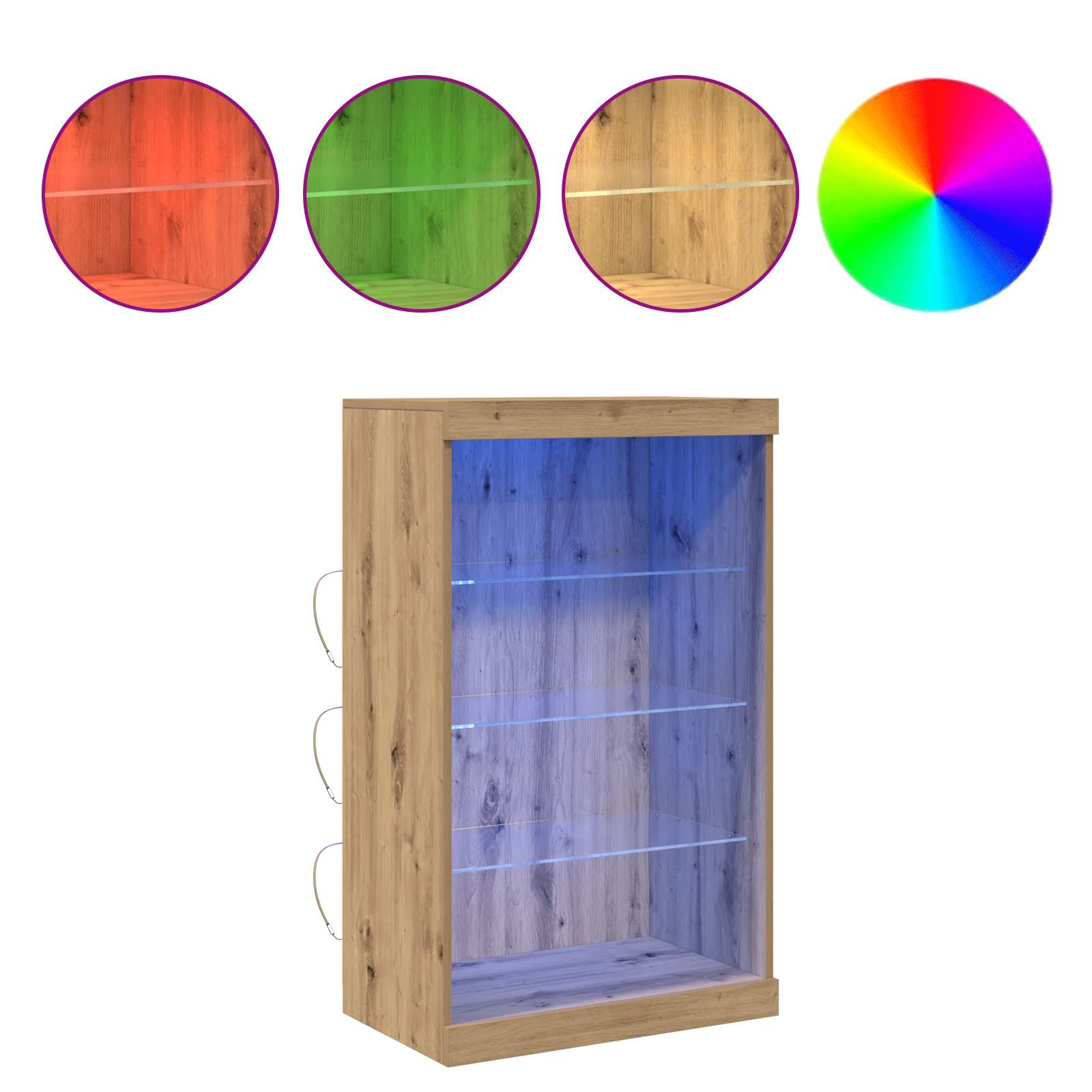Buffet LED Chêne artisanal 60,5 x 37 x 100 cm Bois d'ingénierie - XIOS