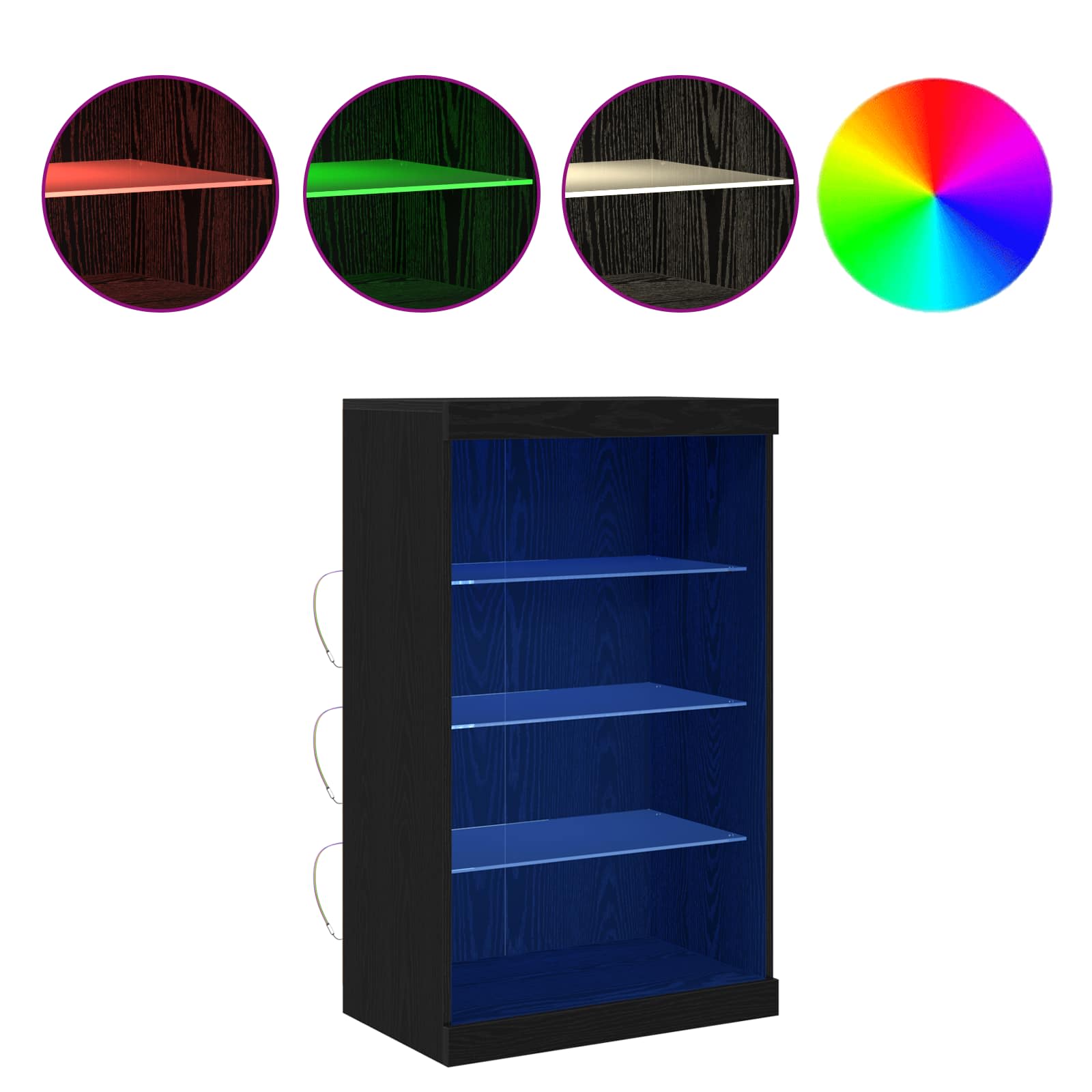 Buffet LED Chêne noir 60,5 x 37 x 100 cm Bois d'ingénierie - XIOS