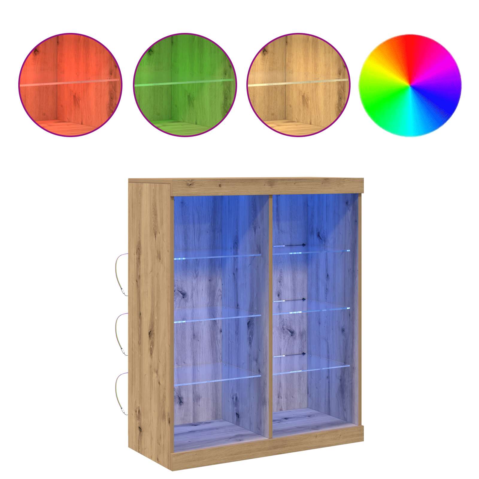 Buffet LED Chêne artisanal 41 x 37 x 100 cm Bois d'ingénierie - XIOS