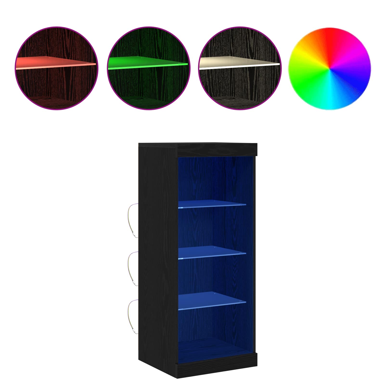 Buffet LED Chêne noir 41 x 37 x 100 cm Bois d'ingénierie - XIOS