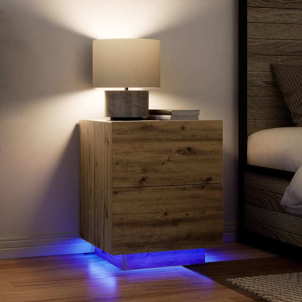 Cabinet de chevet avec 2 pcs Chêne artisanal 45 x 40 x 55 cm