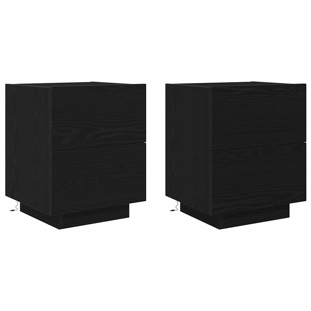 Cabinet de chevet avec tiroir 2 pcs Chêne noir 45 x 40 x 55 cm