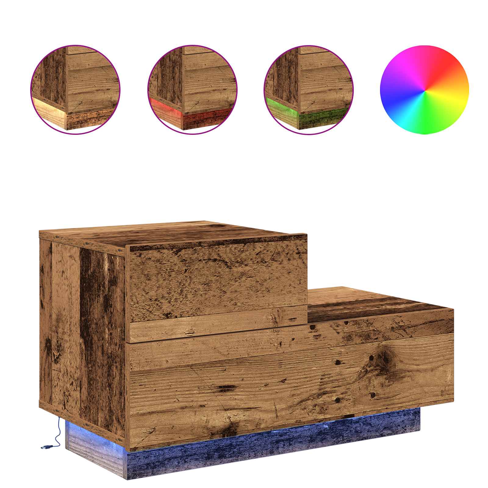 Cabinet de chevet avec tiroir Bois ancien 70 x 36 x 40,5 cm - XIOS