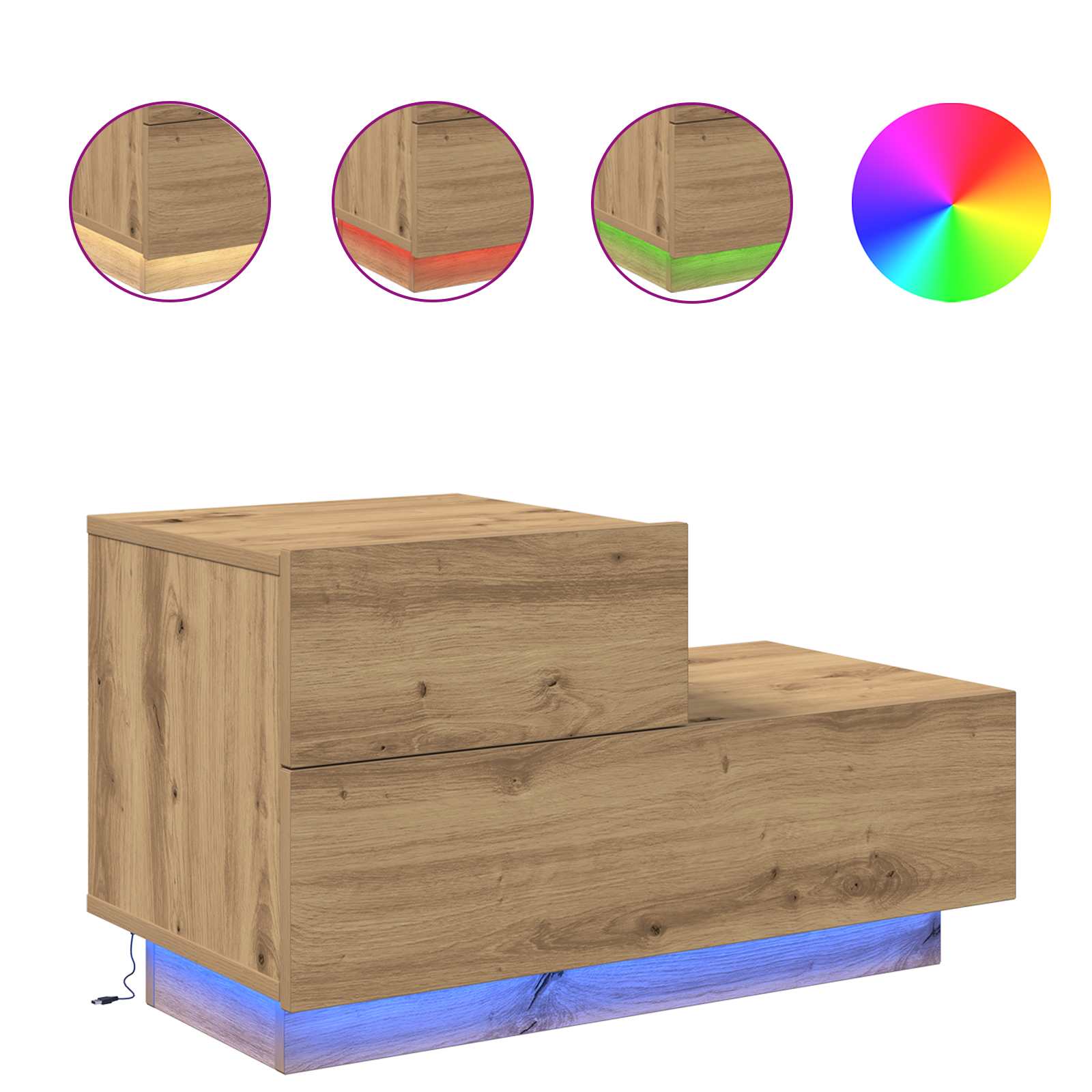 Cabinet de chevet avec tiroir Chêne artisanal 70 x 36 x 40,5 cm - XIOS