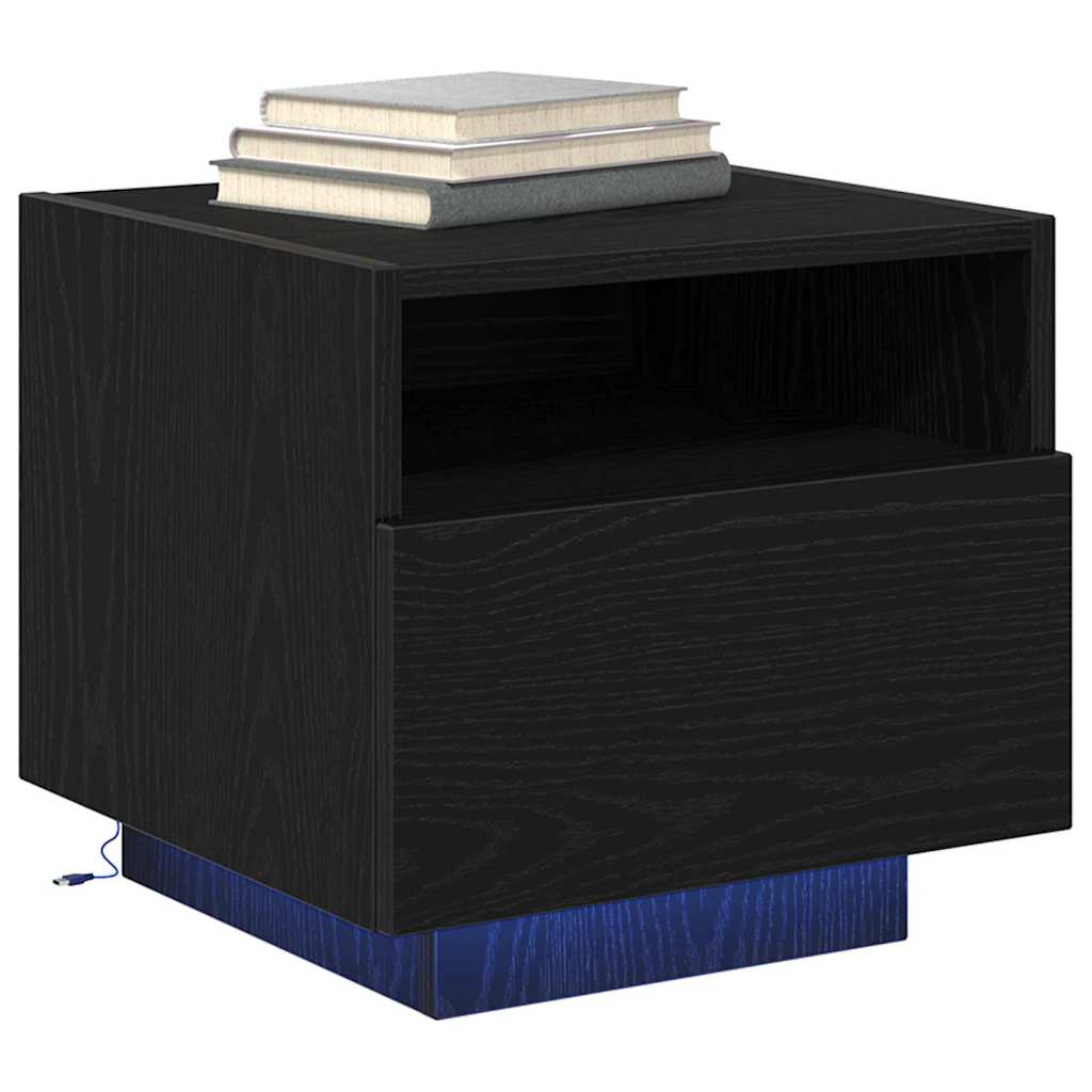 Meuble de Chevet avec tiroir 2 pcs Chêne noir 40 x 39 x 37 cm - XIOS