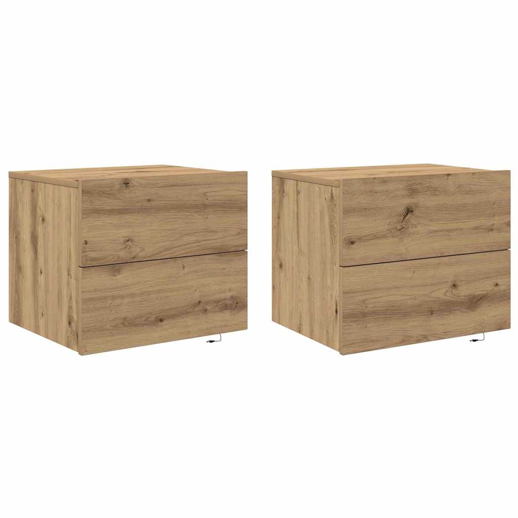 Cabinet de chevet mural 2 pcs chêne artisanal 50 x 39 x 41 cm - XIOS