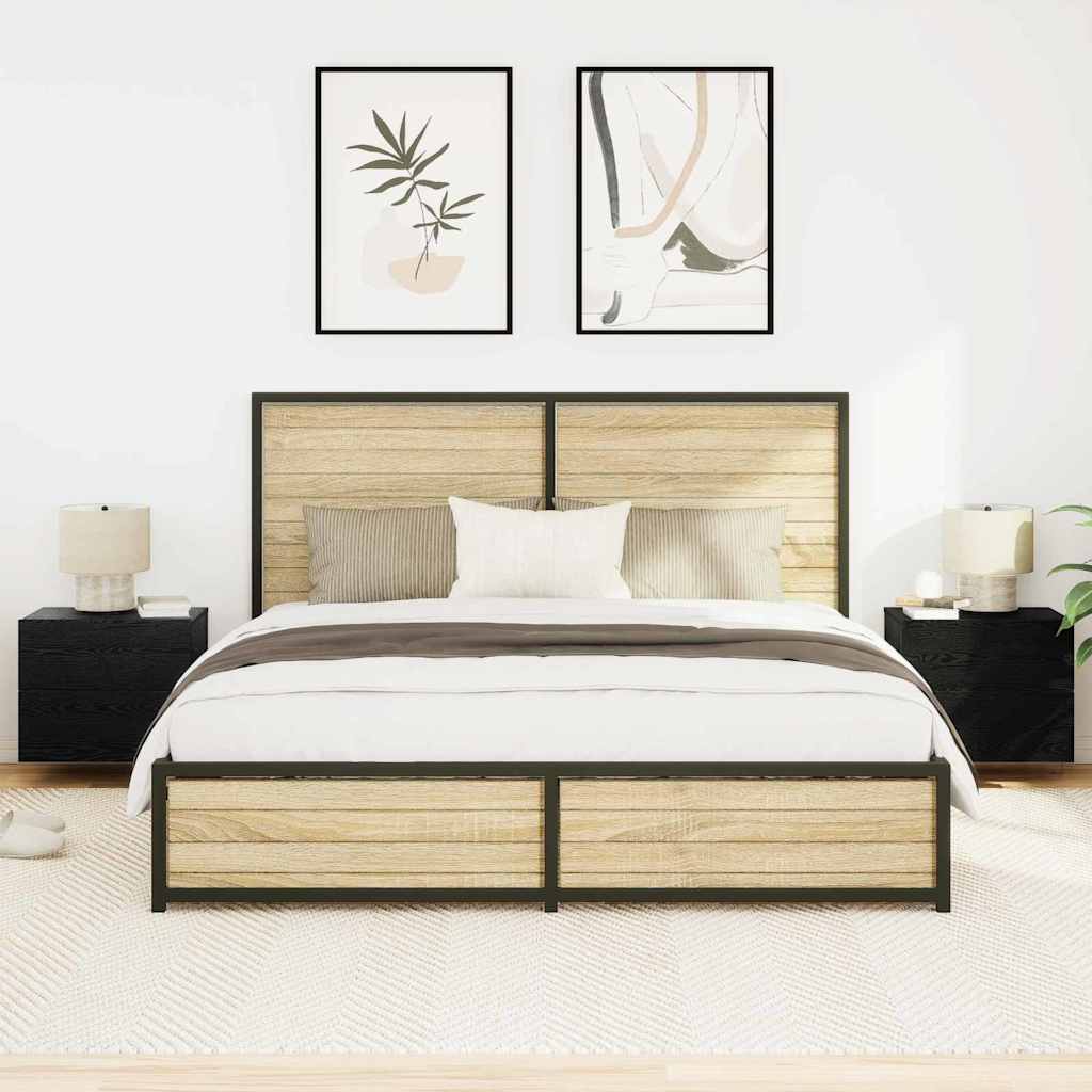 Cabinet de chevet mural 2 pcs Chêne noir 50 x 39 x 41 cm