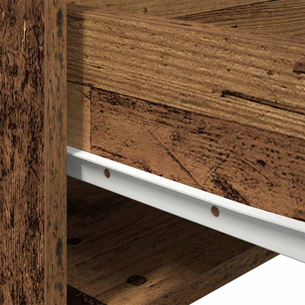 Table de chevet murale avec bande LED 2 pcs Bois Ancien