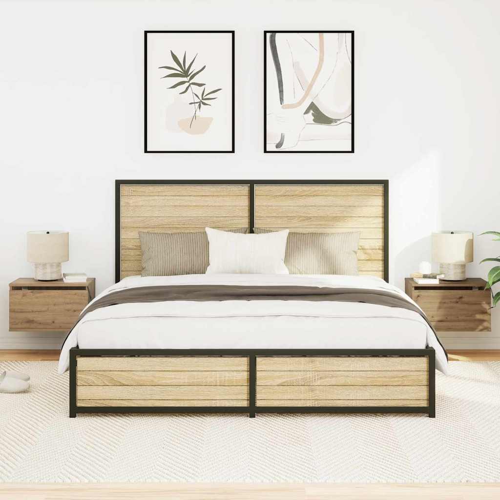 Cabinet de chevet mural 2 pcs chêne artisanal 50 x 36 x 30 cm - XIOS
