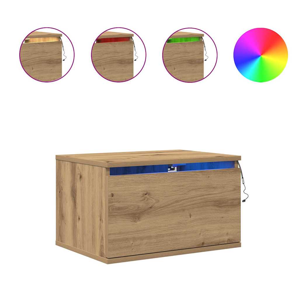 Cabinet de chevet mural 2 pcs chêne artisanal 50 x 36 x 30 cm - XIOS