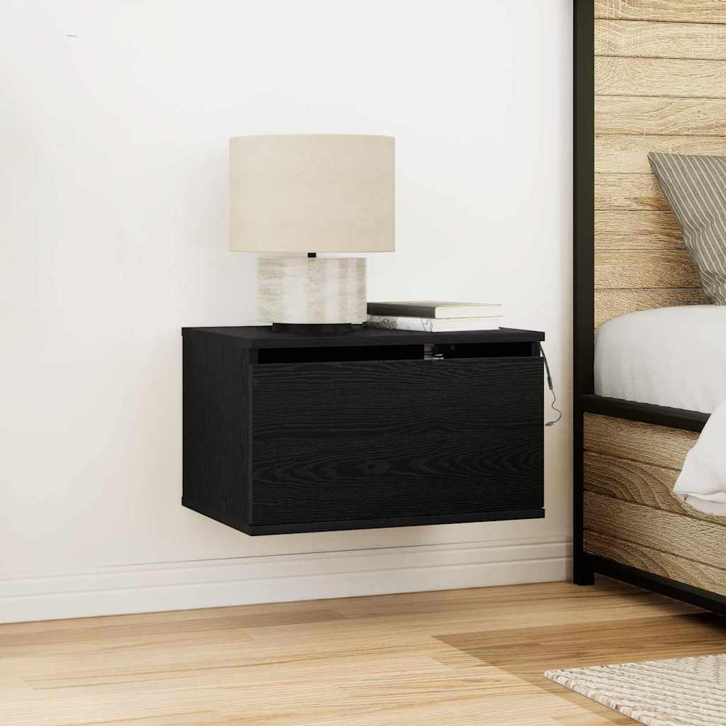 Cabinet de chevet mural avec tiroir Chêne noir 50 x 36 x 30 cm - XIOS