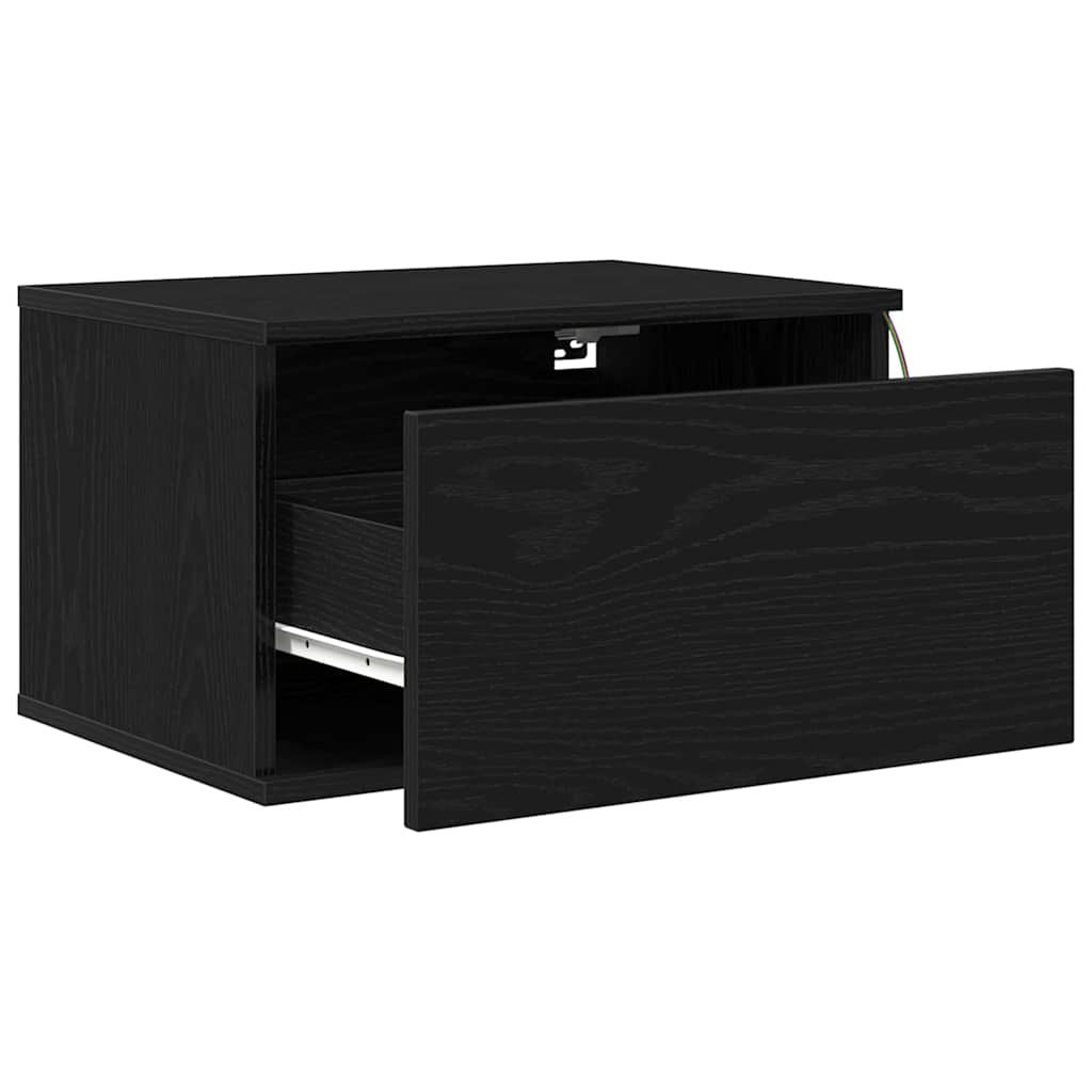 Cabinet de chevet mural avec tiroir Chêne noir 50 x 36 x 30 cm - XIOS
