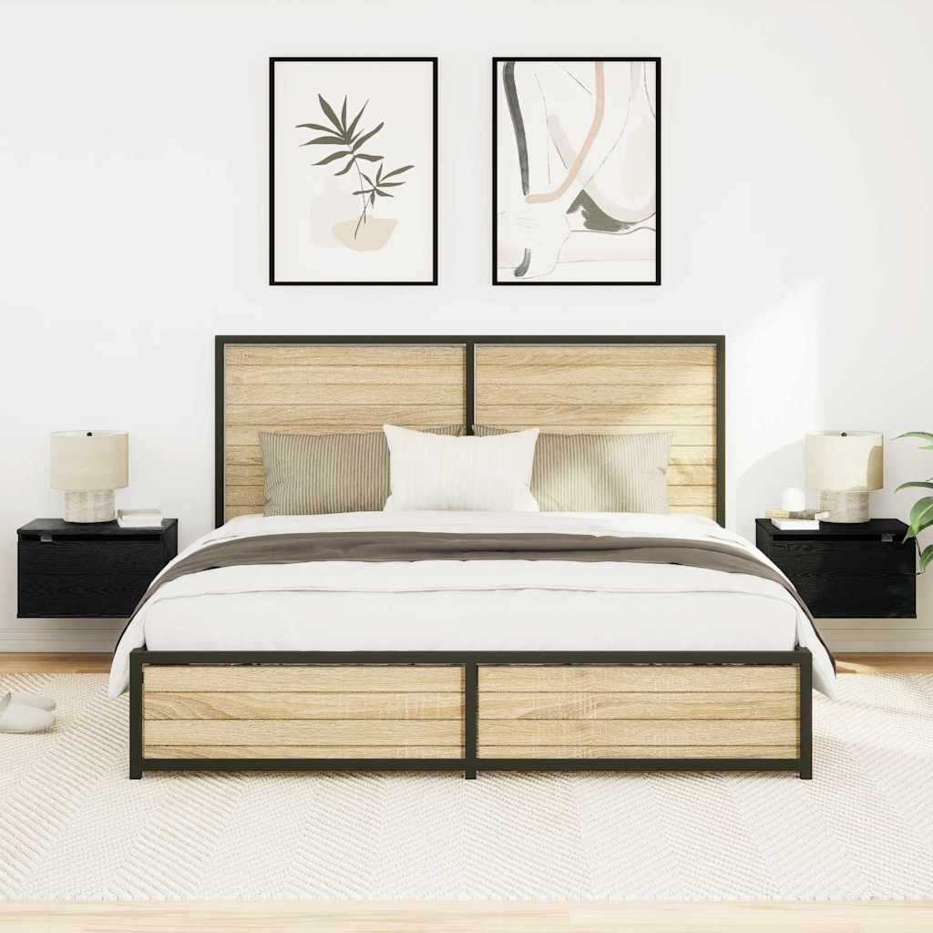 Cabinet de chevet mural avec 2 pcs Chêne noir 50 x 36 x 30 cm