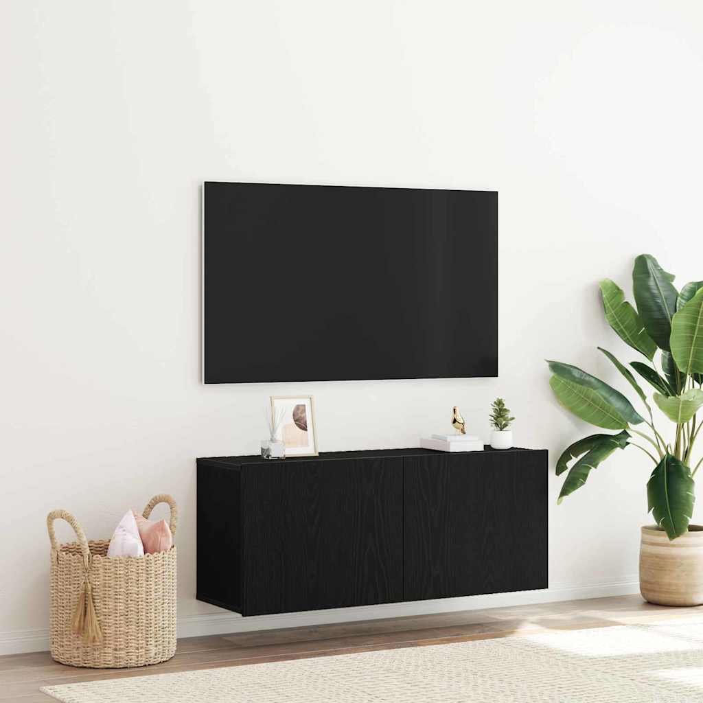Ensemble meuble TV Montage mural Chêne noir 100 x 30 x 41 cm