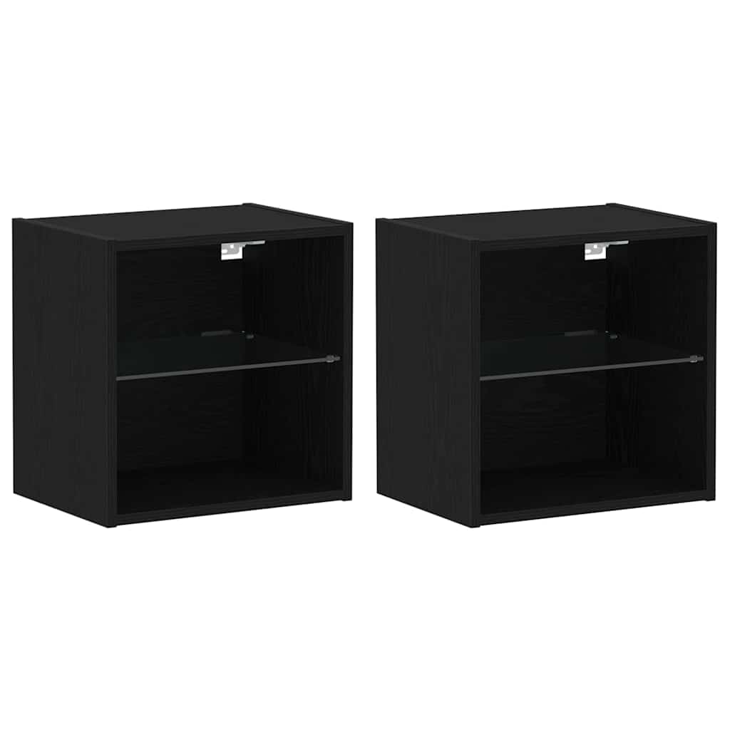 Étagère flottante avec étagère 2 pcs Noir 40 x 28.5 x 40 cm - XIOS