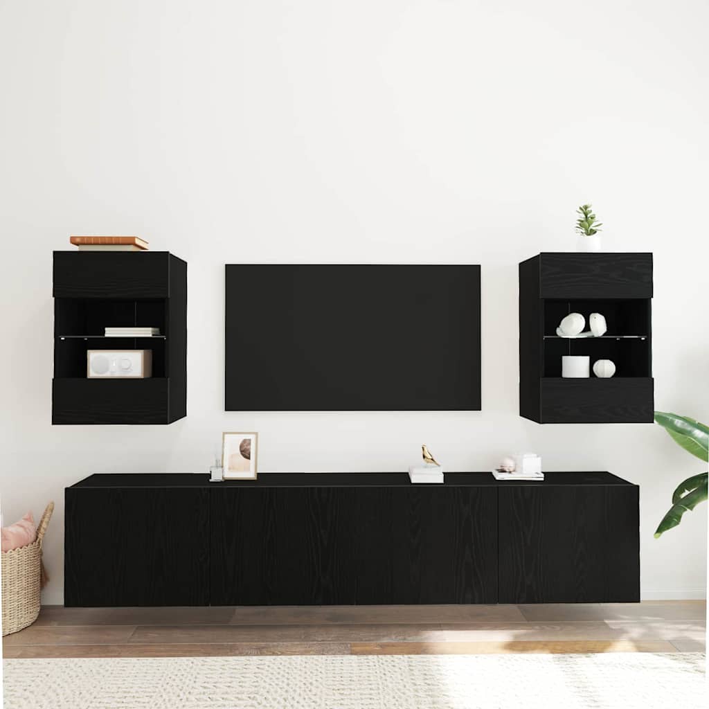 Meuble TV 2 pcs Noir 40 x 30 x 60,5 cm Bois d'ingénierie - XIOS