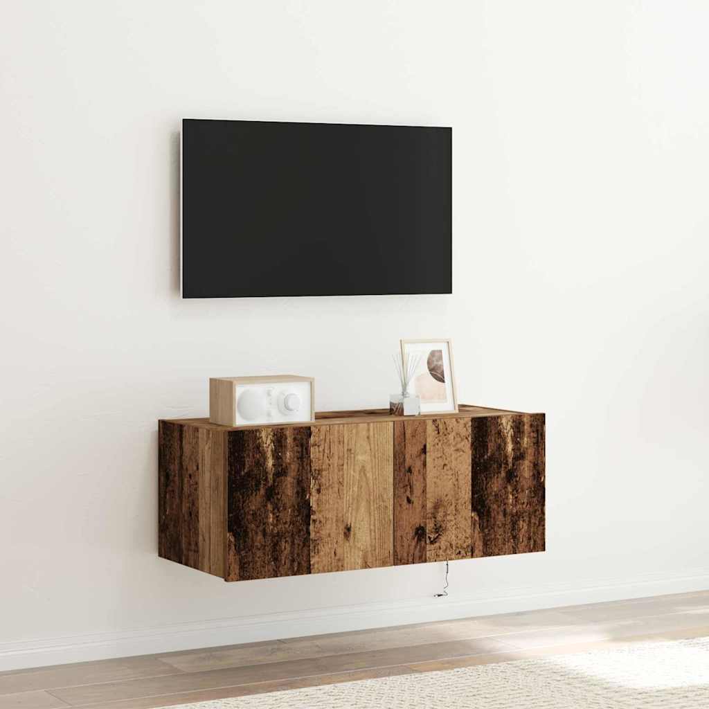 Meuble TV mural Bois Ancien 80 x 35 x 31 cm Bois d'ingénierie