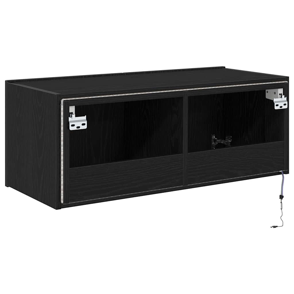 Meuble TV mural Chêne noir 80 x 35 x 31 cm Bois d'ingénierie