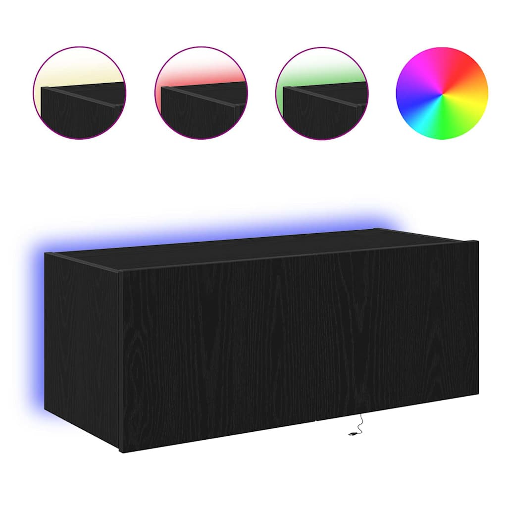 Meuble TV mural Chêne noir 80 x 35 x 31 cm Bois d'ingénierie