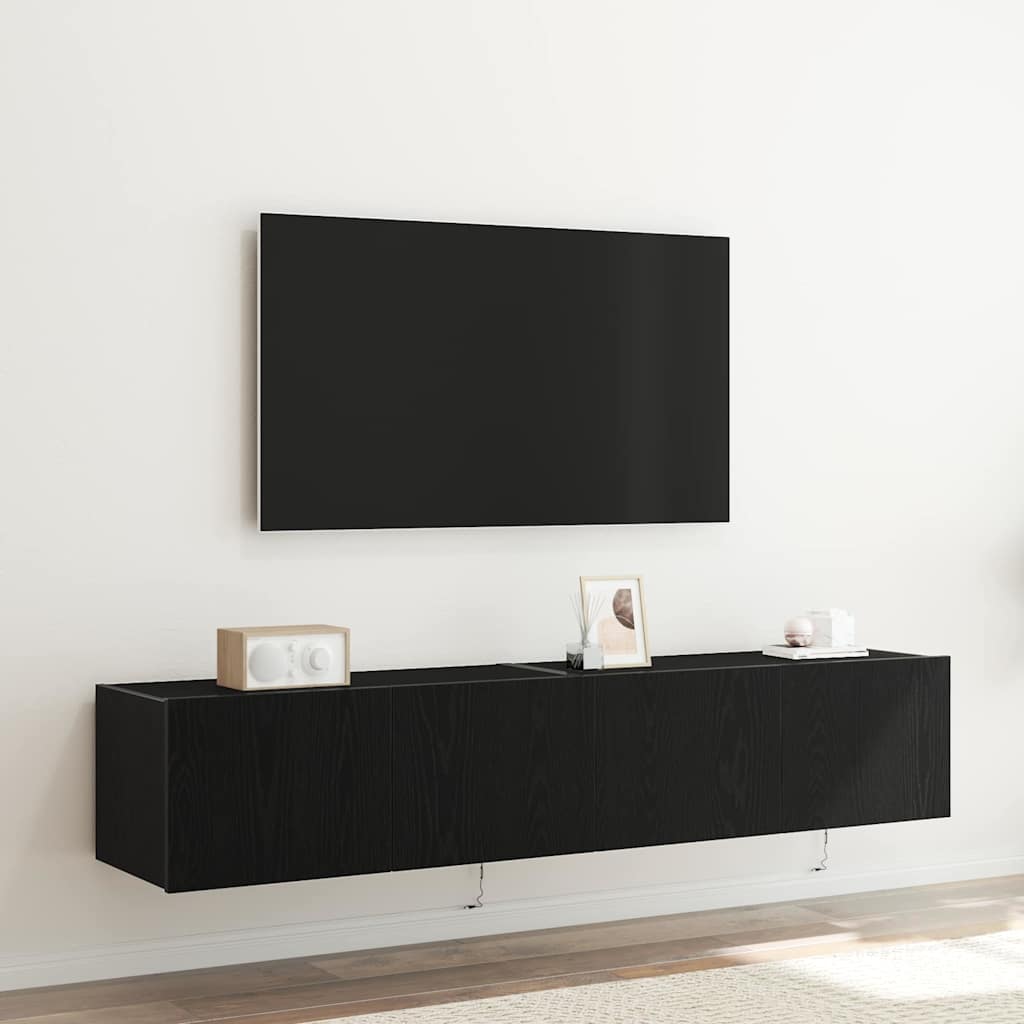 Meuble TV mural Chêne noir 80 x 35 x 31 cm Bois d'ingénierie - XIOS
