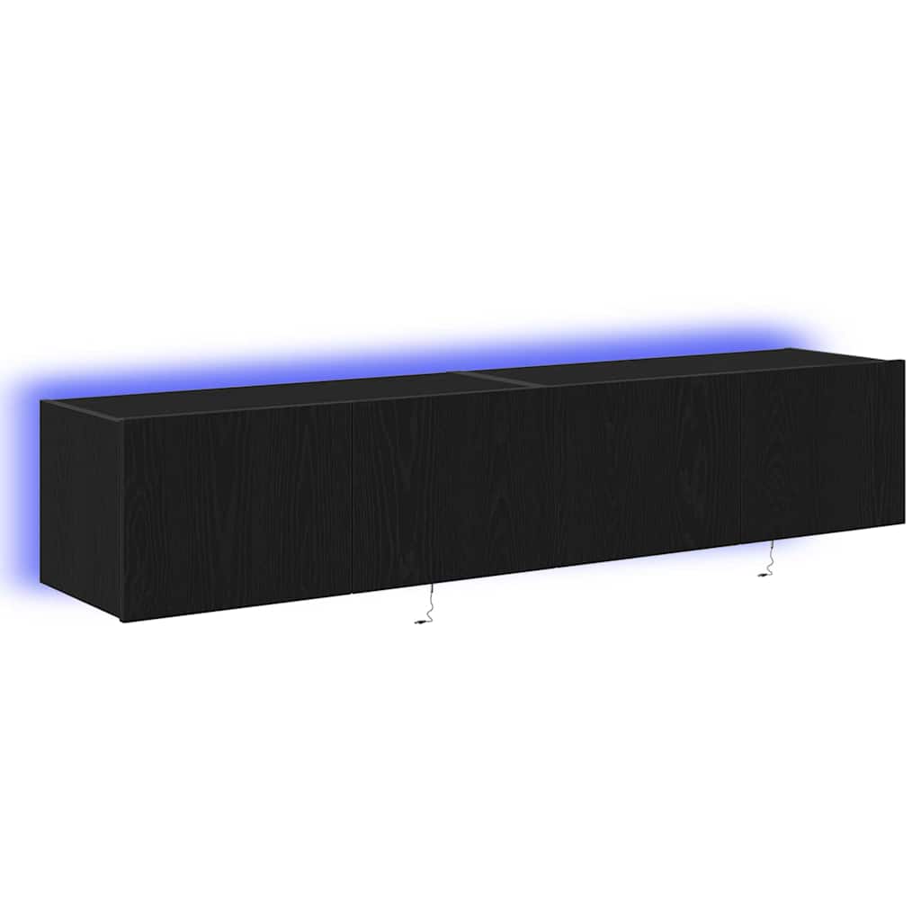 Meuble TV mural Chêne noir 80 x 35 x 31 cm Bois d'ingénierie - XIOS