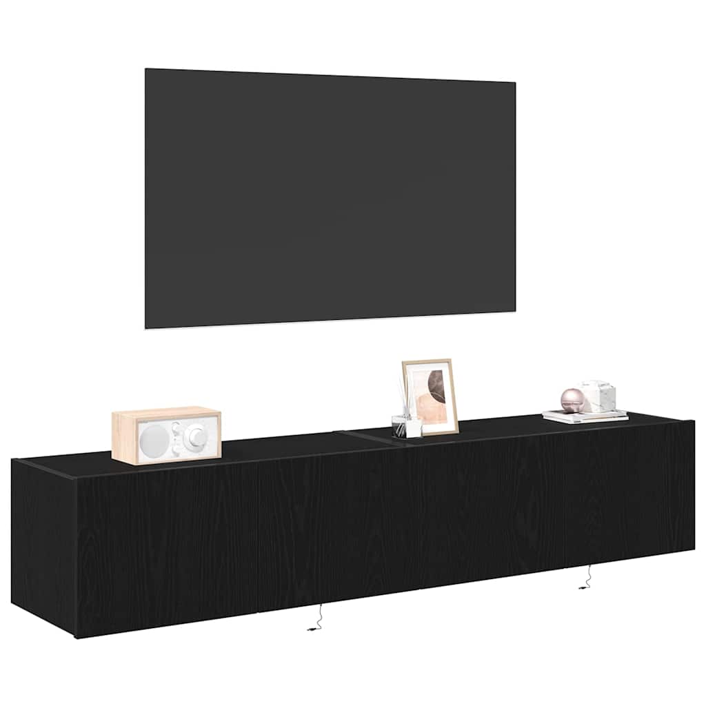 Meuble TV mural Chêne noir 80 x 35 x 31 cm Bois d'ingénierie - XIOS