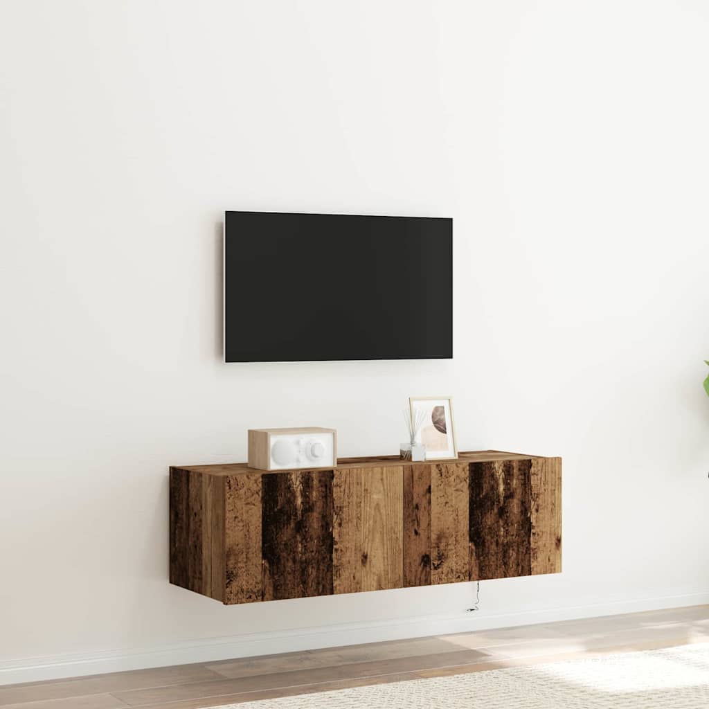 Meuble TV mural 2 pcs Bois Ancien 100 x 35 x 31 cm