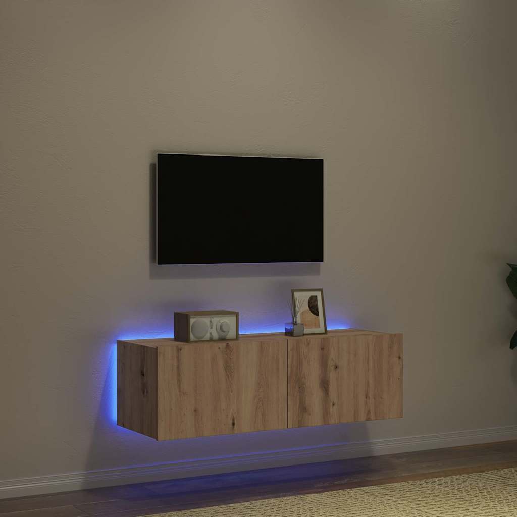 Meuble TV mural Montage mural chêne artisanal 100 x 35 x 31 cm - XIOS