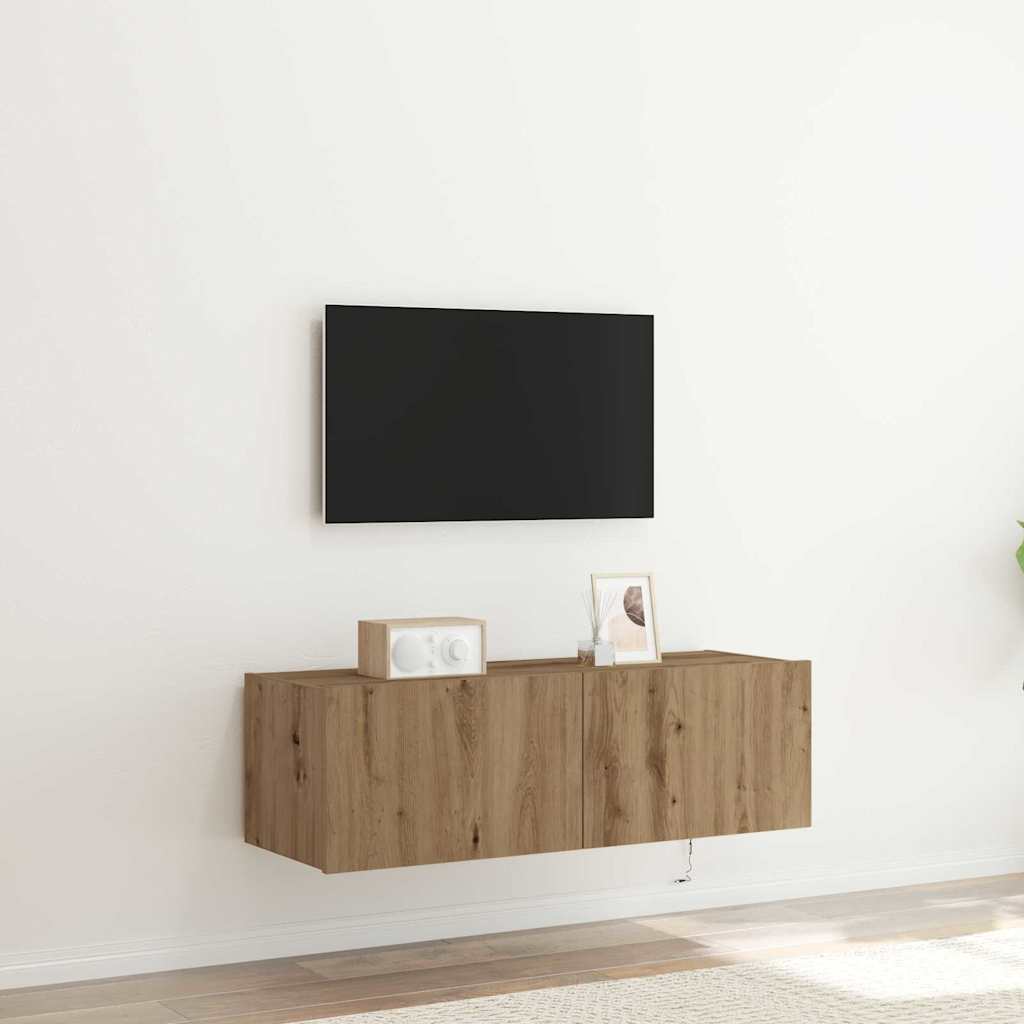 Meuble TV mural Montage mural chêne artisanal 100 x 35 x 31 cm - XIOS