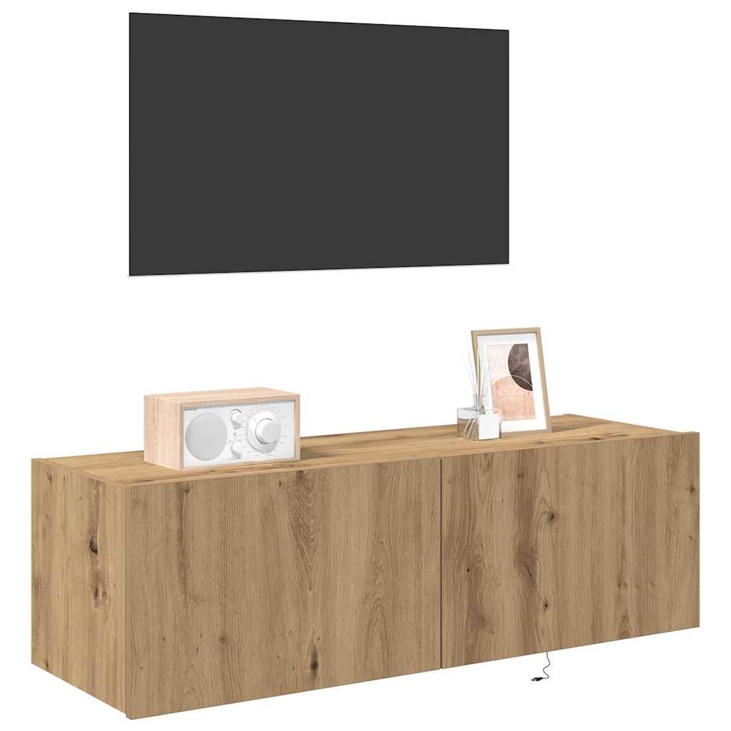 Meuble TV mural Montage mural chêne artisanal 100 x 35 x 31 cm - XIOS