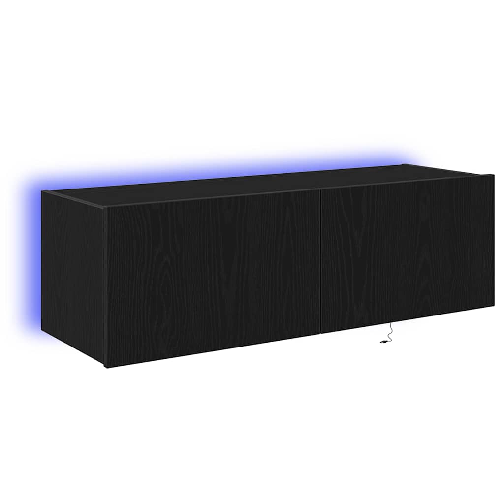 Meuble TV mural Chêne noir 100 x 35 x 31 cm Bois d'ingénierie - XIOS