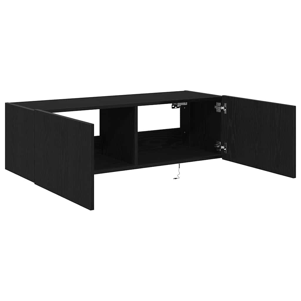 Meuble TV mural Chêne noir 100 x 35 x 31 cm Bois d'ingénierie - XIOS