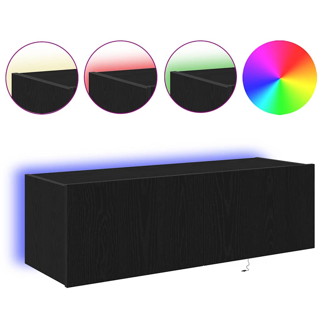 Meuble TV mural Chêne noir 100 x 35 x 31 cm Bois d'ingénierie - XIOS