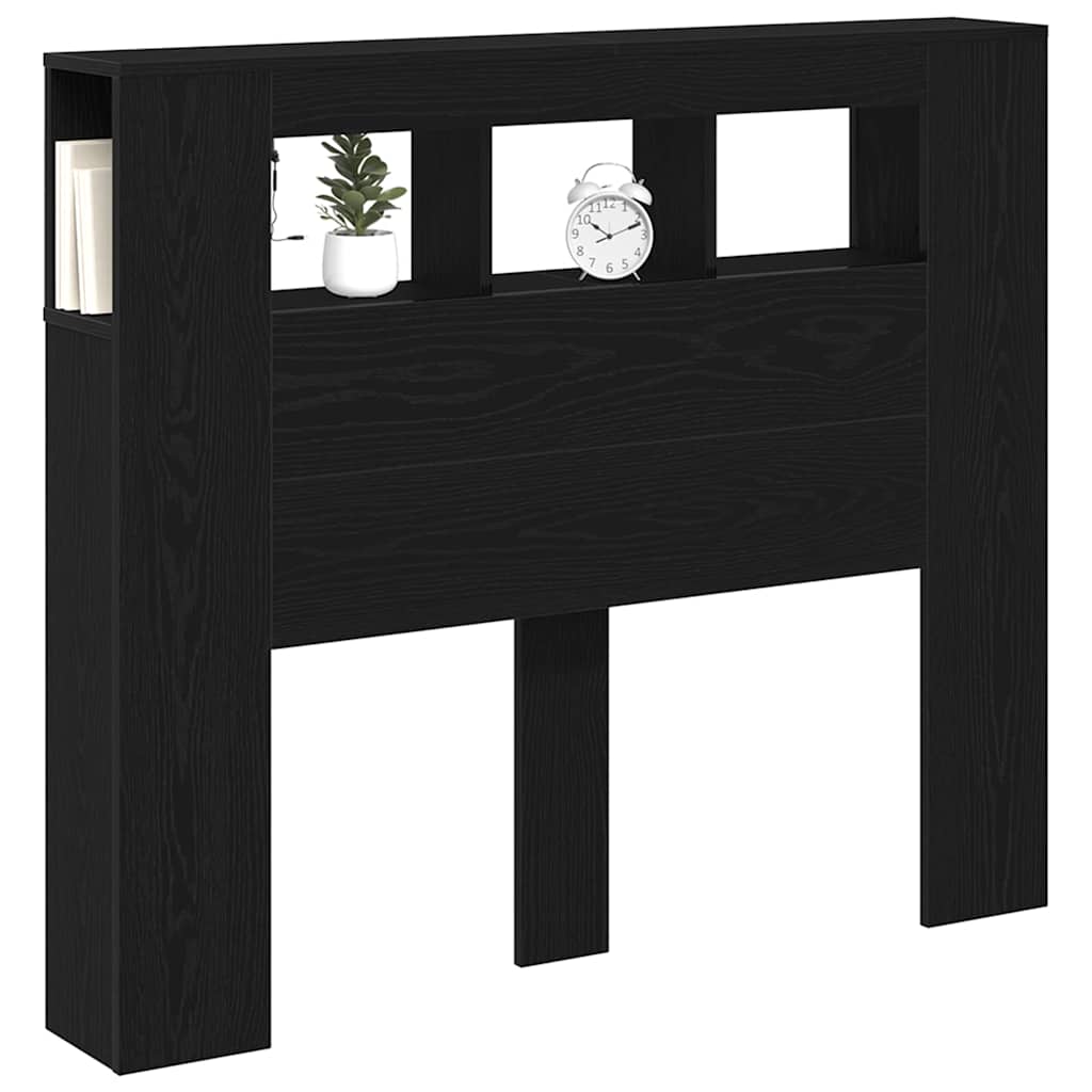 Tête de lit LED avec étagère Chêne noir 120 x 18,5 x 103,5 cm
