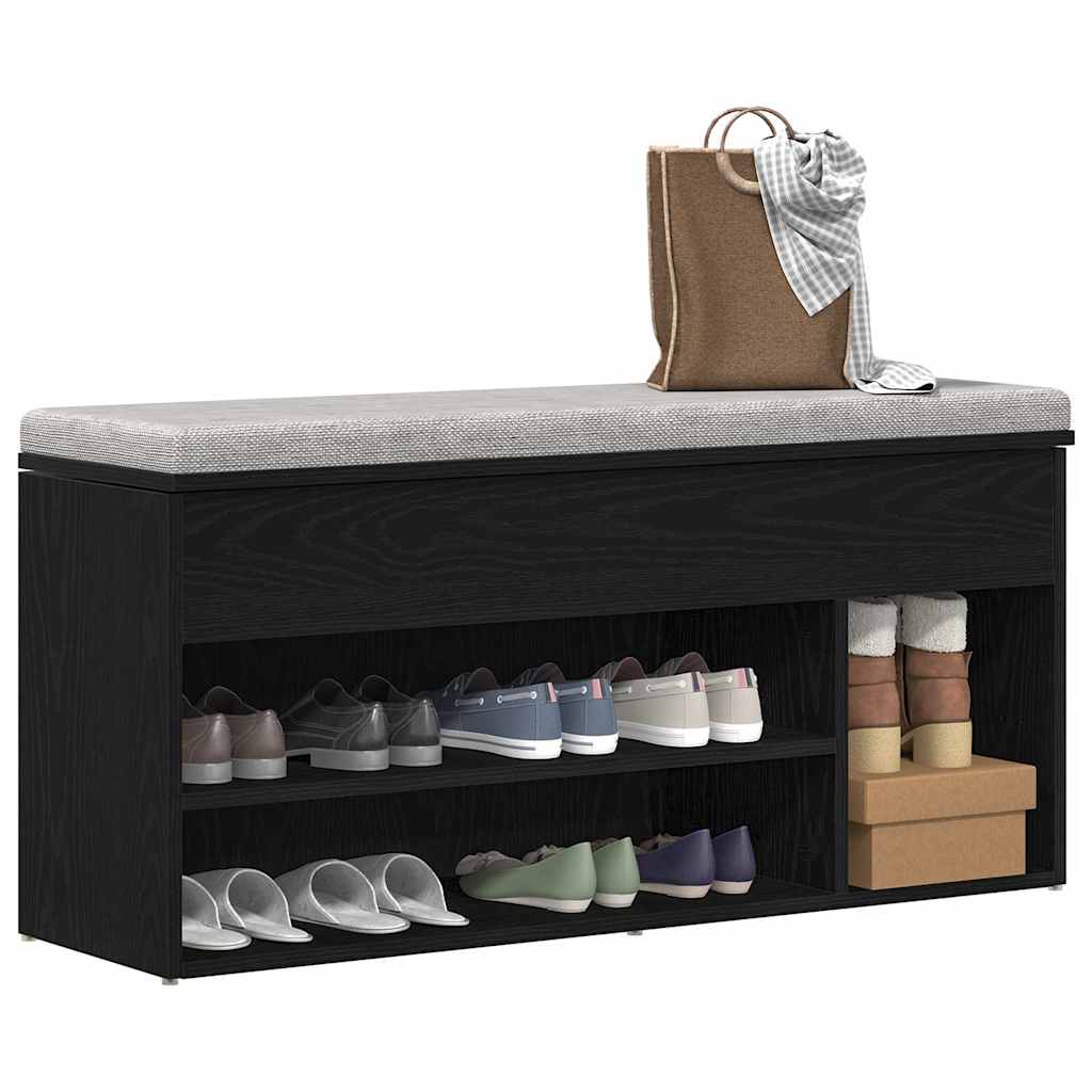 Banc à chaussures chêne noir 102x30,5x45 cm bois d'ingénierie - XIOS