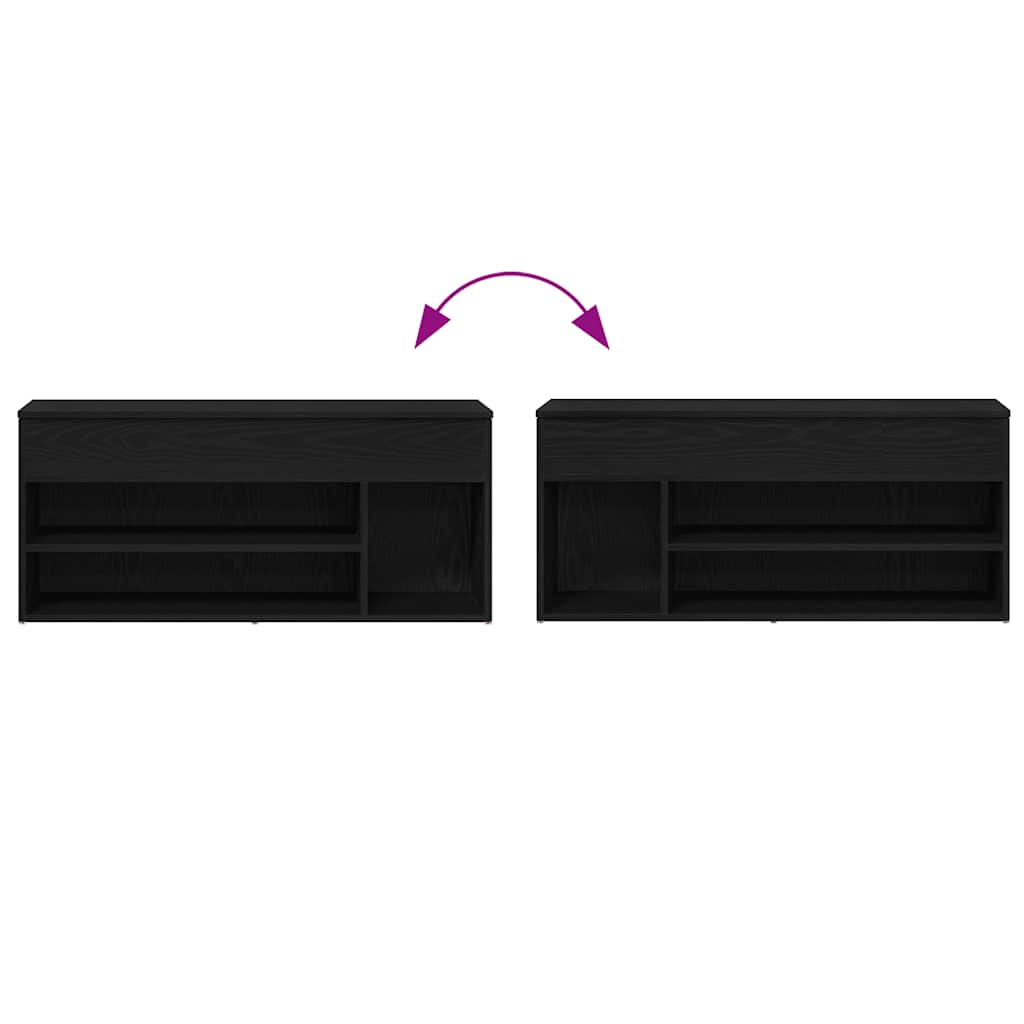 Banc à chaussures chêne noir 102x30,5x45 cm bois d'ingénierie - XIOS