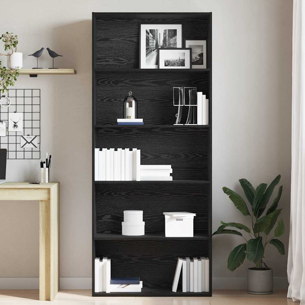 Bibliothèque en chêne noir 80x30x189 cm bois d'ingénierie - XIOS