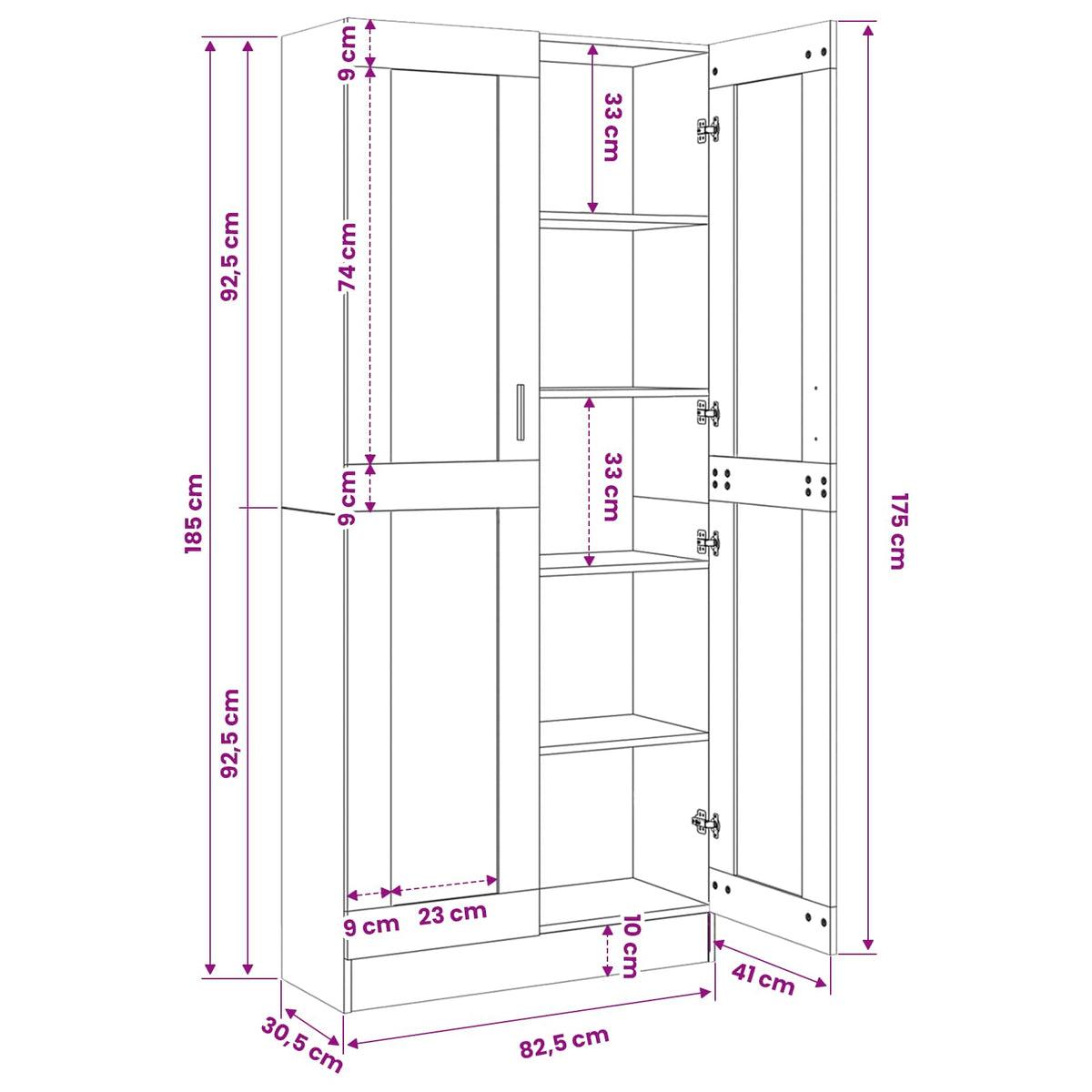 Bibliothèque 4 niveaux 82,5 x 30,5 x 185 cm Bois d'ingénierie