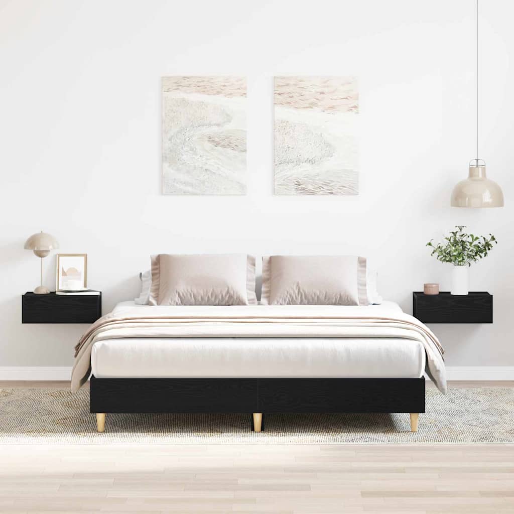 Cadre de lit Chêne noir 203 x 153 x 25 cm Bois d'ingénierie - XIOS