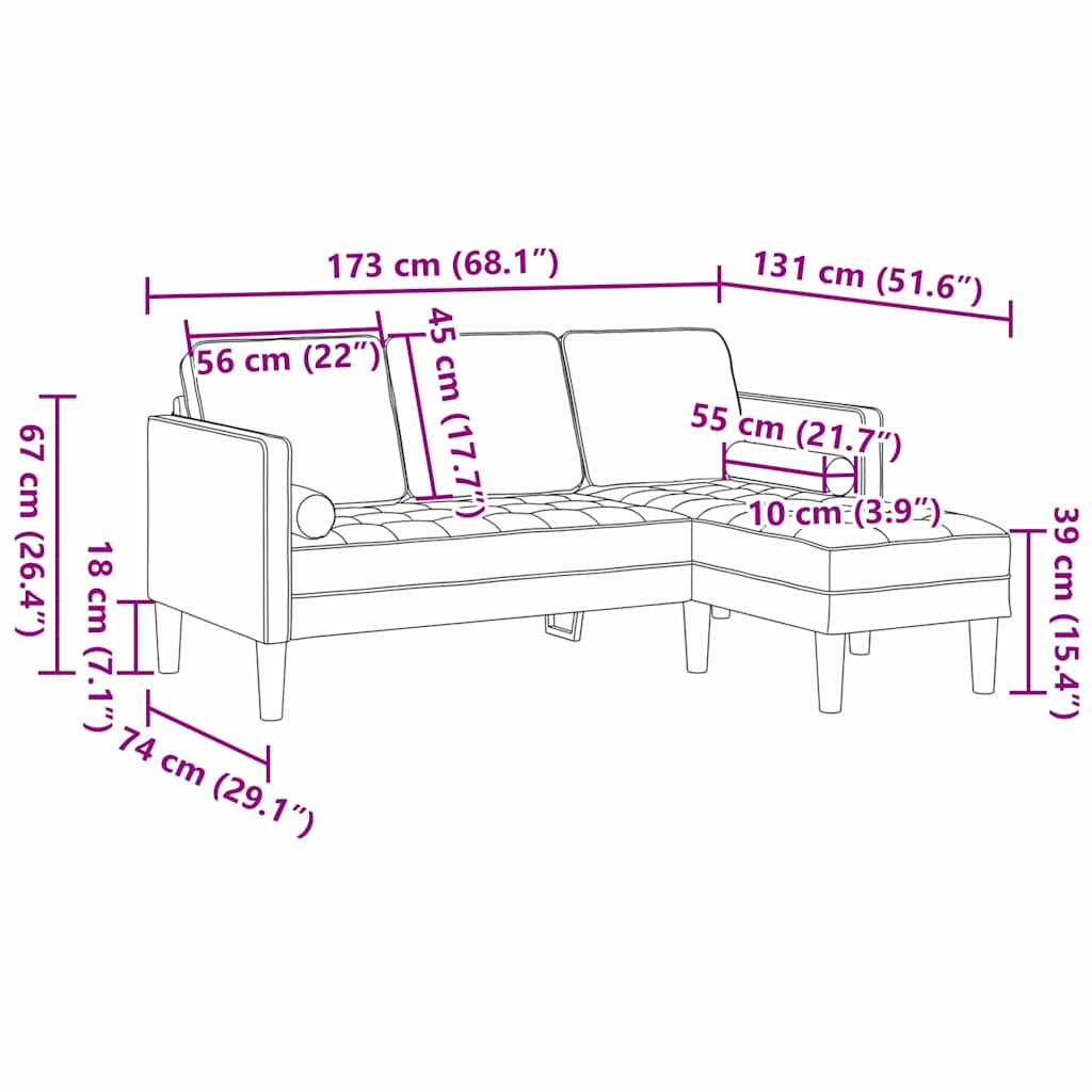 Ensemble de Canapés Crème 173 x 131 x 67 cm tissu - XIOS