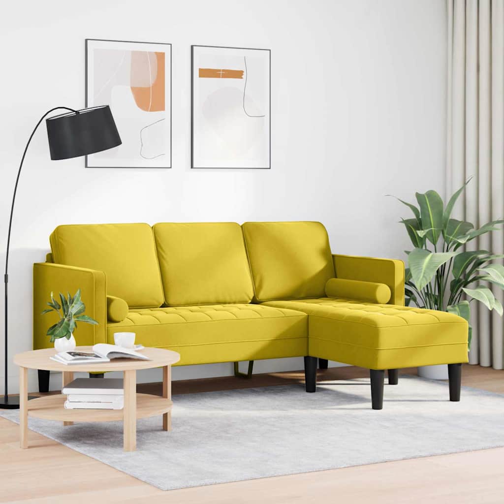 Ensemble de Canapés avec coussin Jaune Polyester