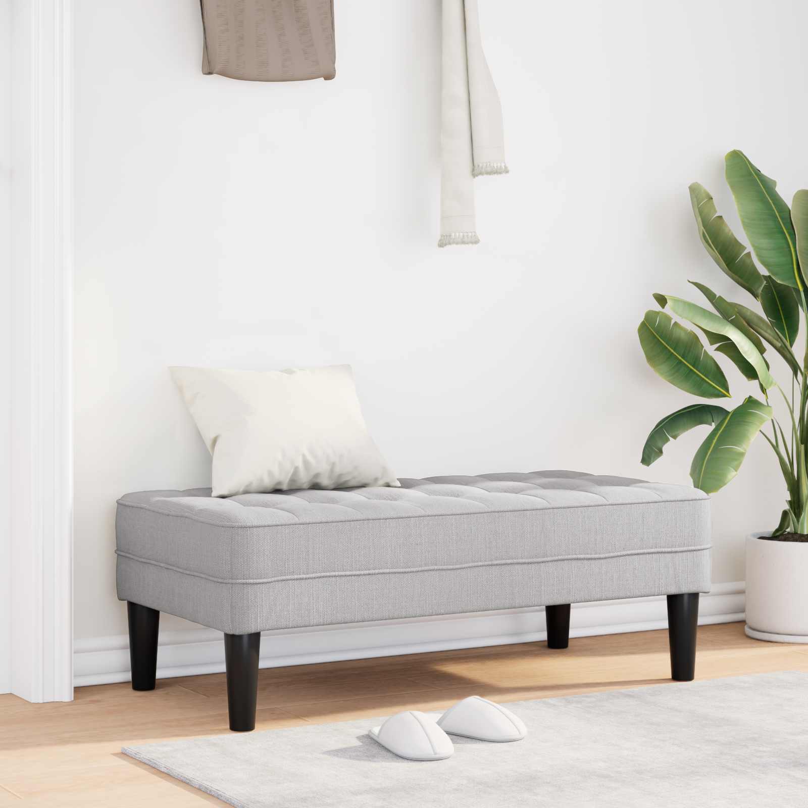 banc avec coussin Gris nuage 113 x 57 x 39 cm tissu - XIOS