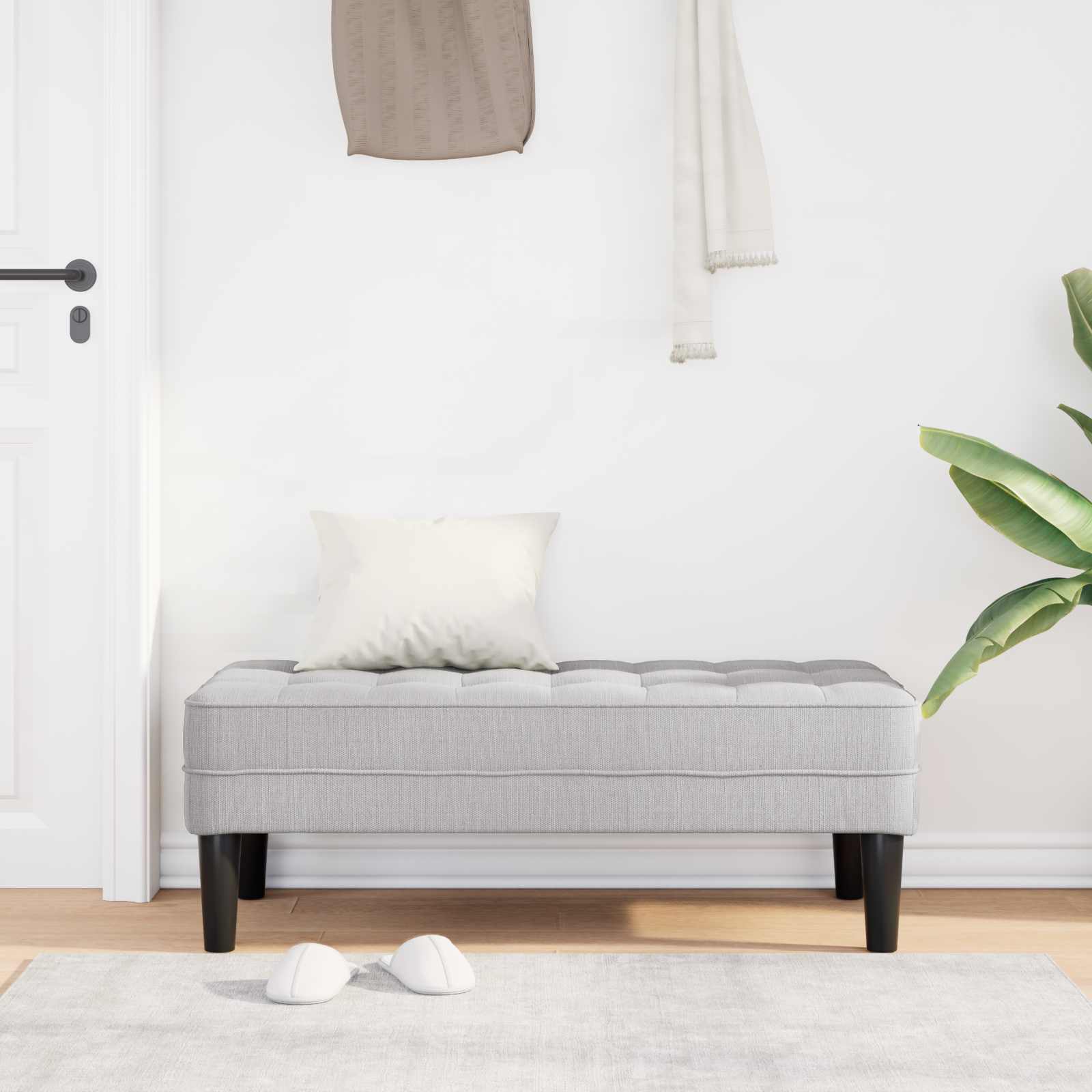banc avec coussin Gris nuage 113 x 57 x 39 cm tissu - XIOS